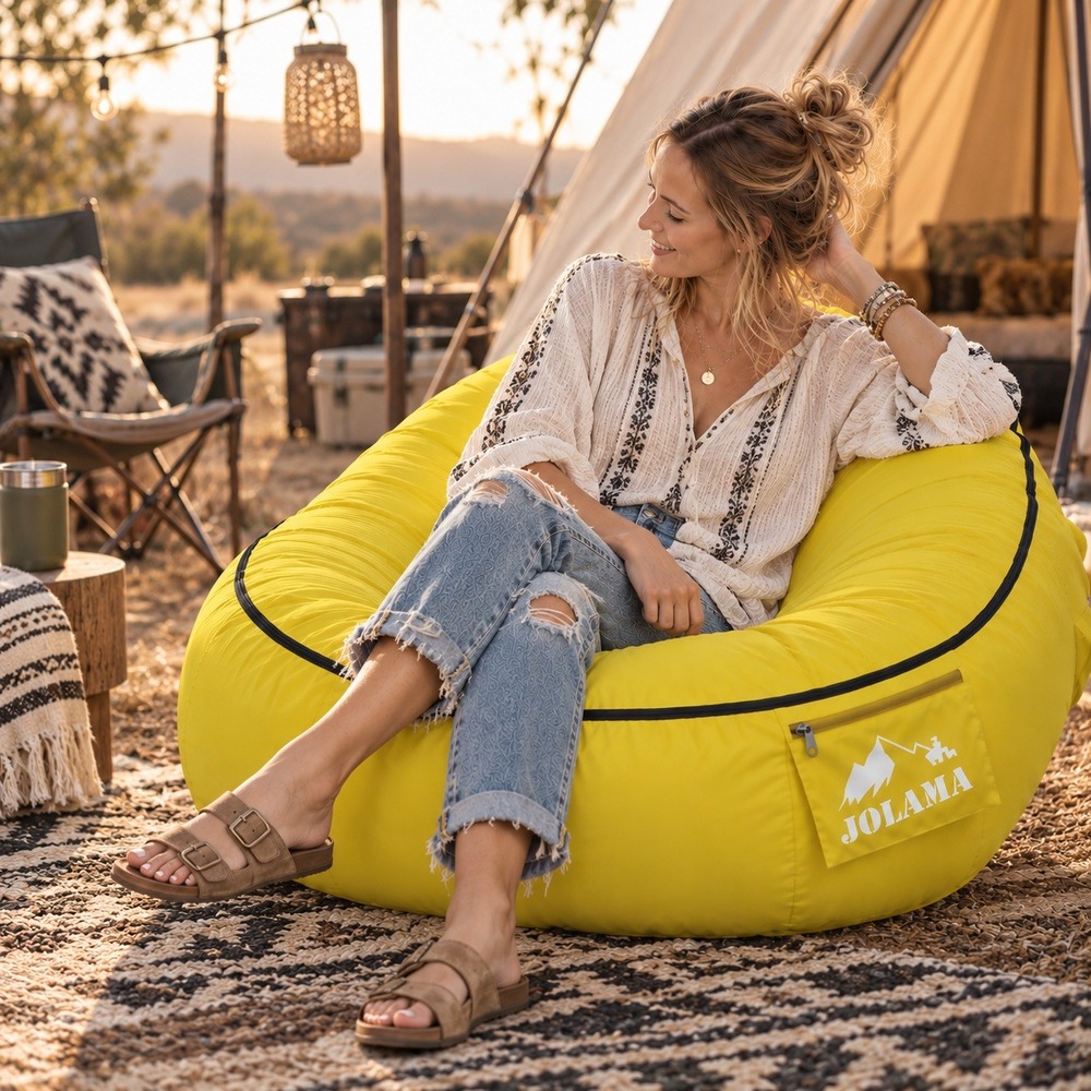 JOLAMA 2 Pack Inflatable LED Chairs Portable Lazy Bean Bag Camping Loungers